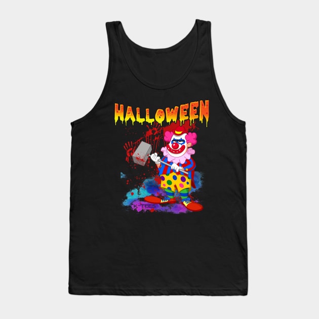 Retro Style Psycho Killer Clown Halloween Shirt Tank Top by PowderShot